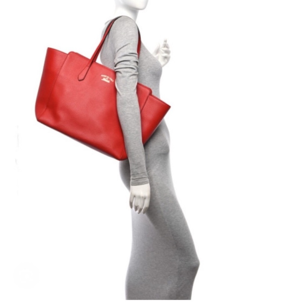Authentic Gucci Swing tote bag red leather medium size - Picture 16 of 16